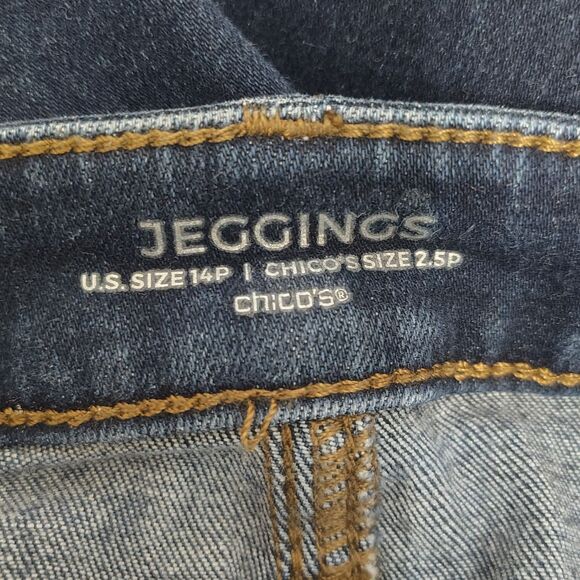 CHICO'S High Rise Jeggings 14 Petite Short Dark Wash Stretch Jeans - Picture 3 of 4